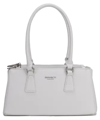Imagen del producto de Bolso de mano y de hombro Diana & Co Firenze, fabricado en cuero sintético con textura martellada, con correa de hombro removible