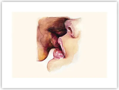 Produktbild von Poster - Poster ohne Rahmen - Kuss Mund Paar - 40x30 cm - Wand Bild - Wanddeko - Wandbilder - Kunstposter - Wandposter - Bilder - Kunstdruck - Wanddekoration - Wandbild - P2XAA40x30-5051