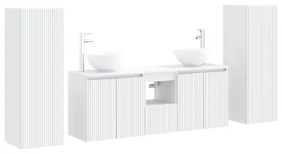 Imagen del producto de Juego de muebles de baño, 5 piezas, color blanco, 33 x 34,5 x 100 cm