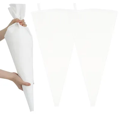 Image de 2 sacs de pâtisserie en tissu réutilisables, grande taille (60x32 cm), en coton, pour la décoration de gâteaux