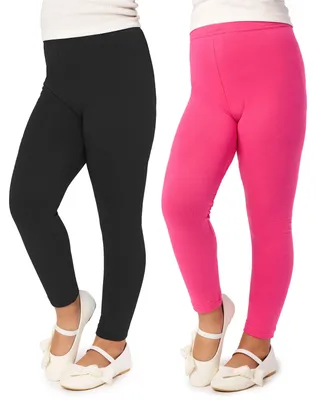 Produktbild von Merry Style Mädchen Lange Leggings aus Viskose 2 Pack MS10-130 (Schwarz/Rosa (2Pack), 116 cm)