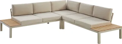 Produktbild von riess-ambiente Große Garten Sitzgruppe MIAMI LOUNGE 240cm champagner greige Aluminium wetterfest Outdoor inkl. Kissen Gartenmöbel Terrassenmöbel