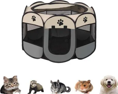 Produktbild von Famanu Faltbare Hundebox, tragbare Puppybox, 74 x 74 x 43 cm, Oxford, wasserdicht, für Hunde, Katzen und Nager