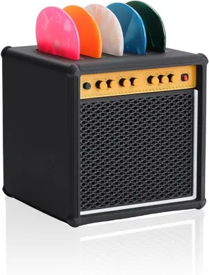 Produktbild von Gitaristenorganisator - Gitaristenbox - mit 5 Plectrumhalterungen - Plectrumbox - für Gitaristen, Musikliebhaber, Schwarz