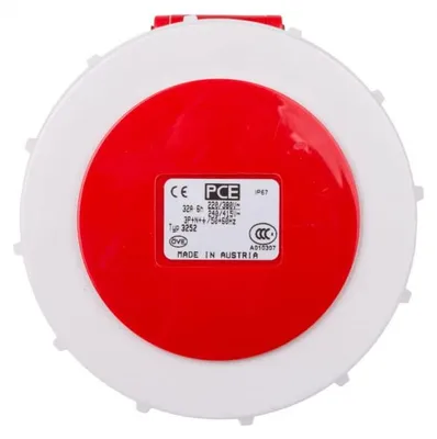 Produktbild von Einbausteckdose 32A 5P 400V /75x75/ rot IP67 POWER TWIST 3252-6