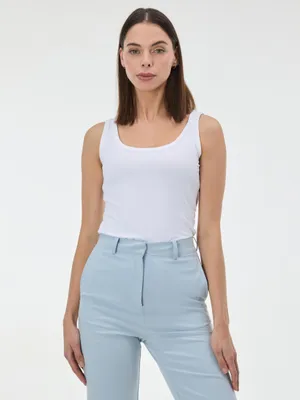Produktbild von Orsay Damen Tanktop Weiß Größe S, Trägerlos mit klassischem Rundhalsausschnitt