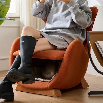 Produktbild von Merax klassische sessel, Loungesessel mit Haustierhöhle, Sessel im Walhai-Look, Katzenfreundlicher Fernsehsessel, Einzelsofa für Wohnzimmer, Rot