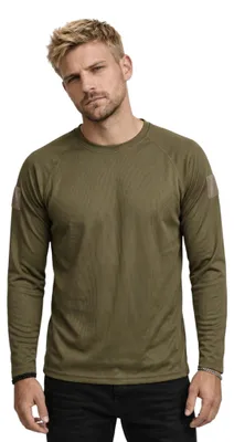 Productafbeelding van Brandit Quickdry shirt, lange mouwen, kleur: olijfgroen, maat: 3XL