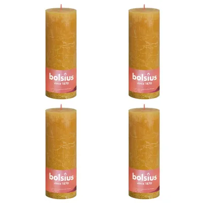 Obrázok produktu pre Bolsius Rustikálne stĺpové sviečky Shine 4 ks 190x68 mm Honey Yellow