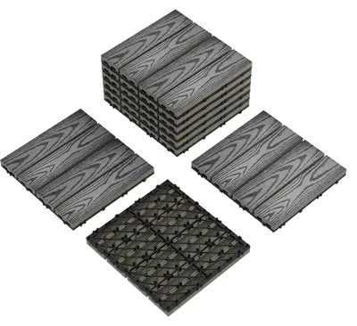 Produktbild von Terrassenfliesen - Steckfliesen 30,5 x 30,5 cm - Set 9 Stück - Kunststoff - Wetterfest Innen/Außen - Balkon Terrasse Garten - Grau
