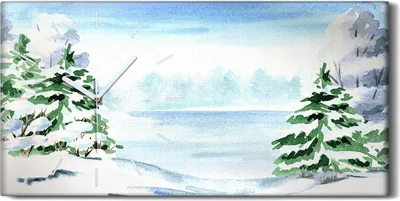 Produktbild von Wanduhr Leinwand Bild Uhr Geräuschlos Kunstdruck 60x30 Schnee Bäume - weiße Hände