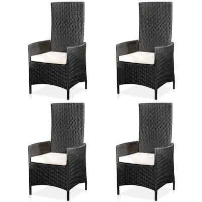 Immagine prodotto di Mucola sedia da giardino set di 4 poltrone da giardino regolabili reclinabili nero polyrattan mobili da giardino sedute da balcone mobili funzione reclinabile reclinabile