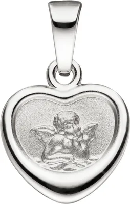 Produktbild von JOBO Anhänger Herz Schutzengel 925 Silber Rückseite mit Prägung Gott schütze Dich