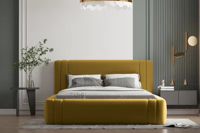 Produktbild von Polsterbett ROLF 160 x 200  mit Matratze, Bettkasten und Lattenrost. Farbe: Gold