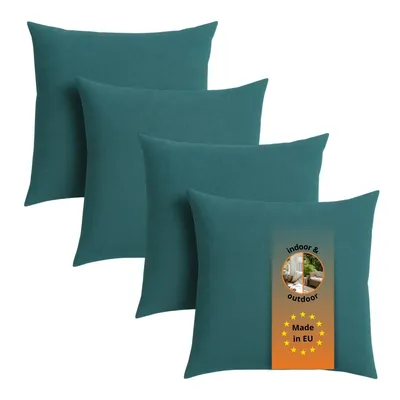 Productafbeelding van Set van 4 bankkussens, 40 x 40 cm, sierkussens, hoofdkussens, petrol, sleepling