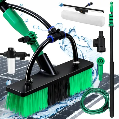Image de Brosse de lavage Clanmacy manche télescopique 3.6/4.8m de long, balai avec prise d'eau, pour le nettoyage des dalles de terrasse, des surfaces vitrées et des fenêtres, etc