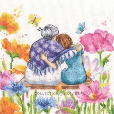 Zdjęcie produktu dla Zestaw do haftu krzyżykowego RTO „Kiedy jesteś przy mnie, babciu”, 22,5 x 22 cm