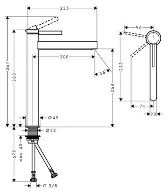 Obrázek produktu pro HANSGROHE 76072000 Umyvadlová baterie 260 Finoris
