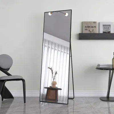 Produktbild von Ganzkörperspiegel - Standspiegel/Wandspiegel - 162 x 53 cm - Freistehend, Anlehnbar oder Aufhängbar - Moderner minimalistischer Stil - Gold