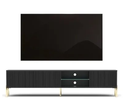 AXLIVING Lowboard Trentinis 187cm Schwarz - Moderner TV Schrank Mit Stauraum