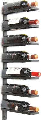 Zdjęcie produktu dla DanDiBo Stojak na wino metalowy ścienny czarny 93885 Stojak na butelki Uchwyt na butelki Montaż ścienny Nowoczesny uchwyt ścienny Stojak ścienny na 7 butelek