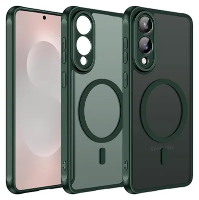 Image de Étui magnétique pour Samsung Galaxy S25 Edge Housse Magsafe Housse de protection antichoc cadre TPU fort anneau magnétique, vert