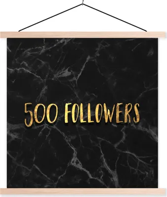 Produktbild von MuchoWow® Textilposter Soziale Medien - Instagram - Gold - Marmor 120x120 cm mit holzfarbenen Rahmen - Textil-Poster