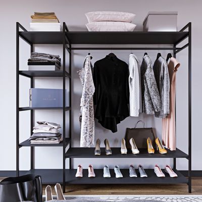 Skye Decor, Pamir- Pamir Trend Gardırop Çok Raflı L607LCV, Schwarz, Kleiderschränke, 180x180x40 cm, 100% Melaminbeschichtete Partikelplatte