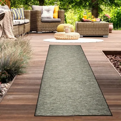Produktbild von Teppich für Innen- und Außenbereich meliert in Sisaloptik beidseitig verwendbar in Anthrazit Größe - 67 x 180 cm