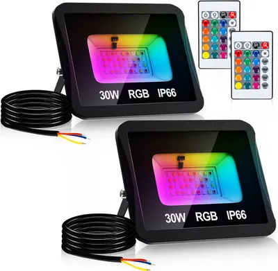 Produktbild von Jopassy RGB LED Strahler 30W RGB fluter RGB LED Außenstrahler Außenstrahler mit Fernbedienung IP66 Wasserdicht für Garten 2 Stück