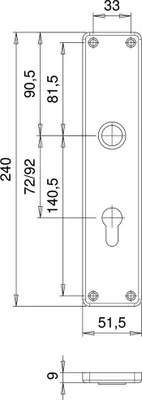Produktbild von edi Langschild 2220 innen,eckig o.No,PZ 92,TS 40-45,F1