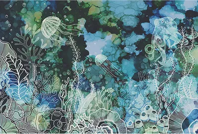 Produktbild von Tadessi Fototapete | Unterwasser | 4.00 m x 2.70 m | Blau | Grün | Wandbild | Digitaldruck