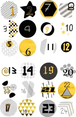 Produktbild von Oblique Unique 24 Adventskalender Sticker Zahlen Aufkleber Weihnachten Basteln - gold