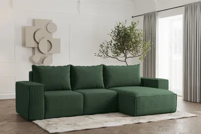 Produktbild von Ecksofa Designersofa ESTELLE in Stoff Poso Grün Ottomane Rechts