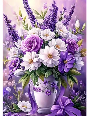 Produktbild von Diamond Painting Set - Lavendel Motiv mit lila Blumen - DIY 5D Bastelset für Wanddekoration - 30x40 cm