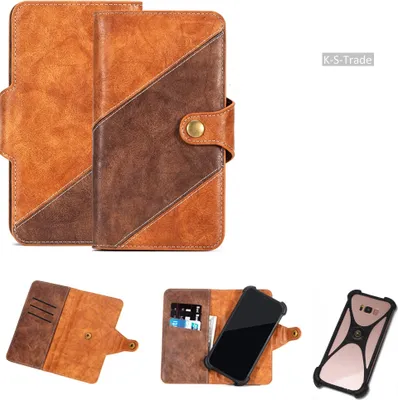 Produktbild von K-S-Trade Handy-Hülle Schutz-Hülle Bookstyle Case Wallet-Case kompatibel mit Cyrus CS 40 Handy Cover Bumper Kantenschutz Smartphone dunkelbraun