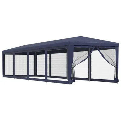 Produktbild von Partyzelt mit 10 Mesh-Seitenwänden Blau 3x12 m HDPE