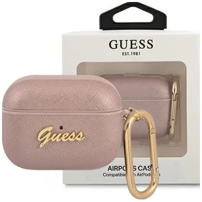 Produktbild von Guess GUAPSASMP AirPods Pro Hülle pink Saffiano Script Metal Kollektion