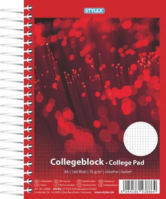 Produktbild von Spiral-Collegeblock / 160 Blatt / Schreibblock / DIN A6 / kariert
