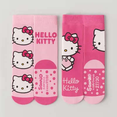 Image de Hello Kitty 2 paires de chaussettes antidérapantes Chaussettes souples pour enfants 31/34