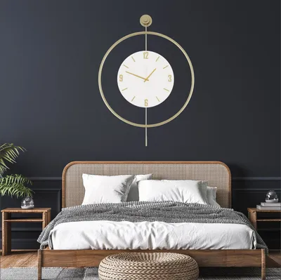 Obrázok produktu pre Opviq, Mclock-00111, Dekoratívne kovové nástenné hodiny, zlaté, 100 % KOV, 58 x 7 x 80 cm