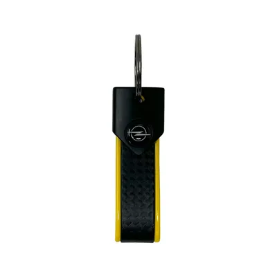 Image de Porte-clés pour voiture Opel, fermeture par anneau, 90 x 20 mm, jaune, logo noir