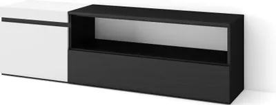 Image de COZY Meuble TV, Banc Télé, 150x35x45cm, Pour les TV jusqu'à 65", Meubles de salon, Blanc et noir