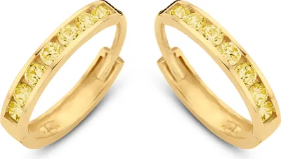 Produktbild von New Bling 9NBG-0585 Gouden Oorringen met Zirkonia Steentjes - Geel - 11x1,9mm - 14 Karaat - Goud
