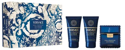 Produktbild von Versace Man Eau Fraîche Extrême Geschenkset Eau de Parfum 50 ml + Shower Gel 50 ml + After Shave Balm 50 ml