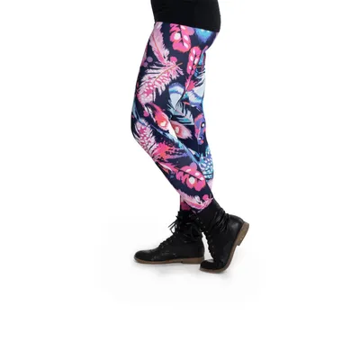 Produktbild von cosey - bedruckte bunte Plus Size Leggins - verschiedenen Muster (Einheitsgröße) - Design Bunte Federn