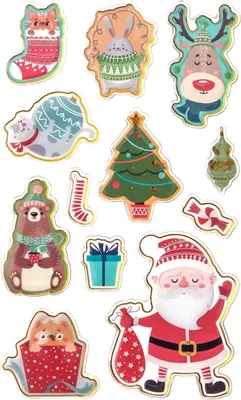 Image de autocollants 3D époxy Noël 12 pièces.