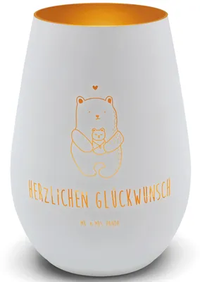 Produktbild von Mr. & Mrs. Panda Laterne Bär Baby - Weiß - Geschenk, Teddy, Geburtstag, Glückwunsch, Kerzenhalter, Teelichthalter, teelichtglas, Nichte, Glas, Mutter, Outdoor Windlicht
