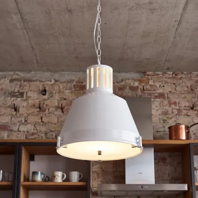 Obrázek produktu pro Závěsné světlo bílé Ø 33 cm E27 průmyslový design nastavitelné kuchyňské závěsné světlo jídelna závěsná lampa
