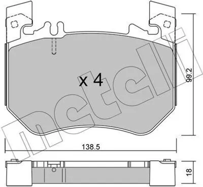 Produktbild von METELLI Bremsbeläge Satz Vorne Bremsklötze passend für MERCEDES-BENZ GLC SUV (X254) 22-1311-0